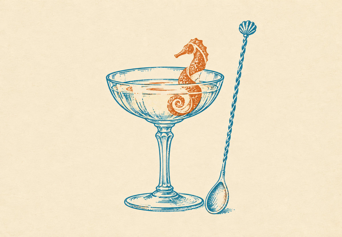Seepferdchen in einem Cocktailglas (Querformat)