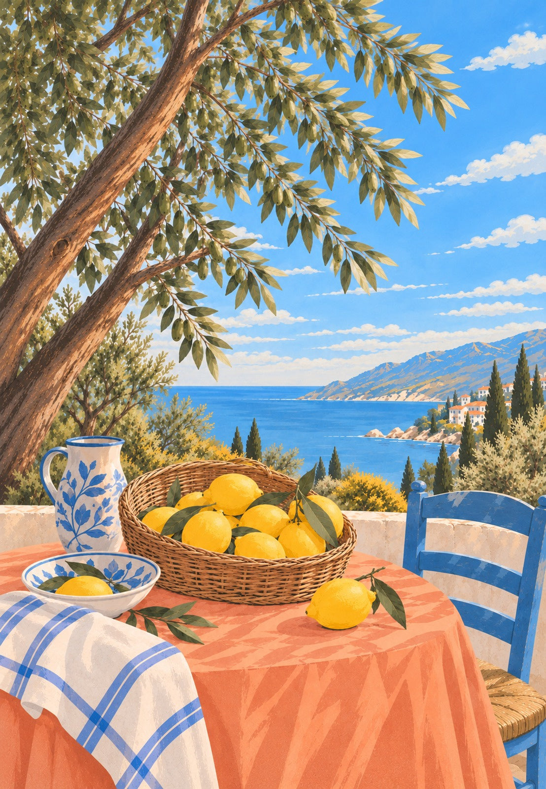 The Yellow Basket Under the Leaves