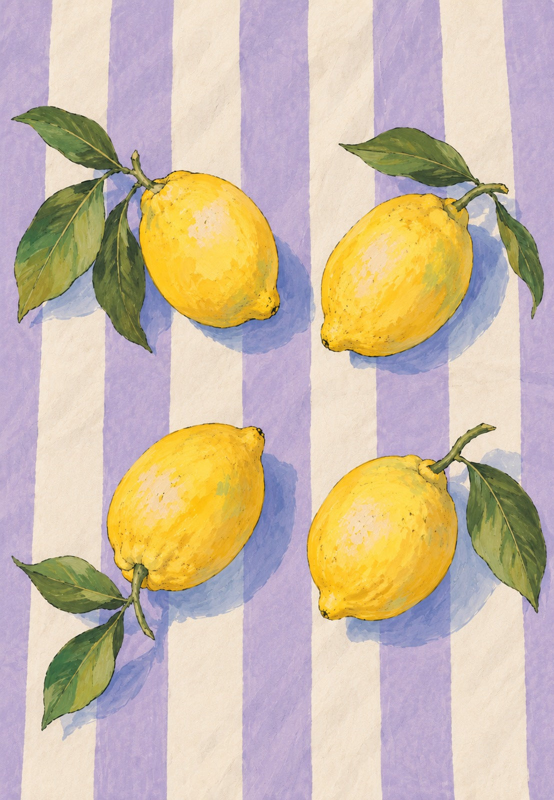 Čtyři citrony na látce