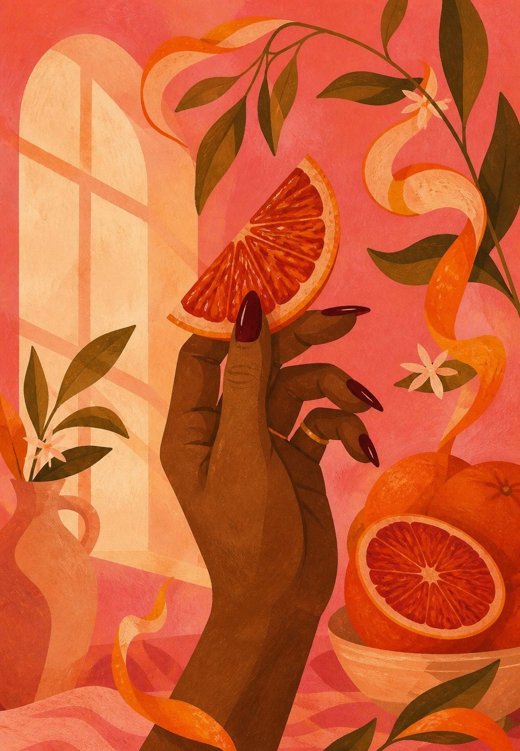 Orange sanguine entre les doigts