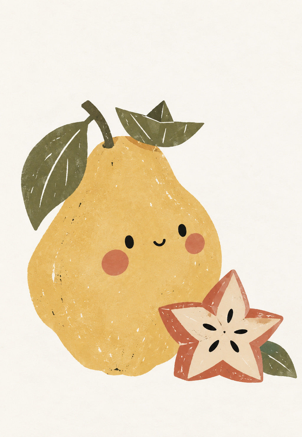 Pera sorridente e carambola
