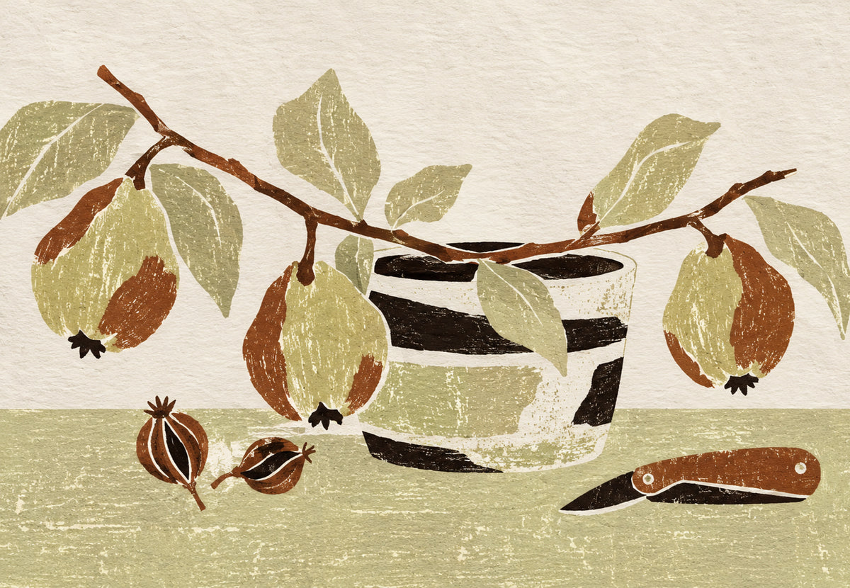 Ripe Pears and Pocket Knife (Landscape)