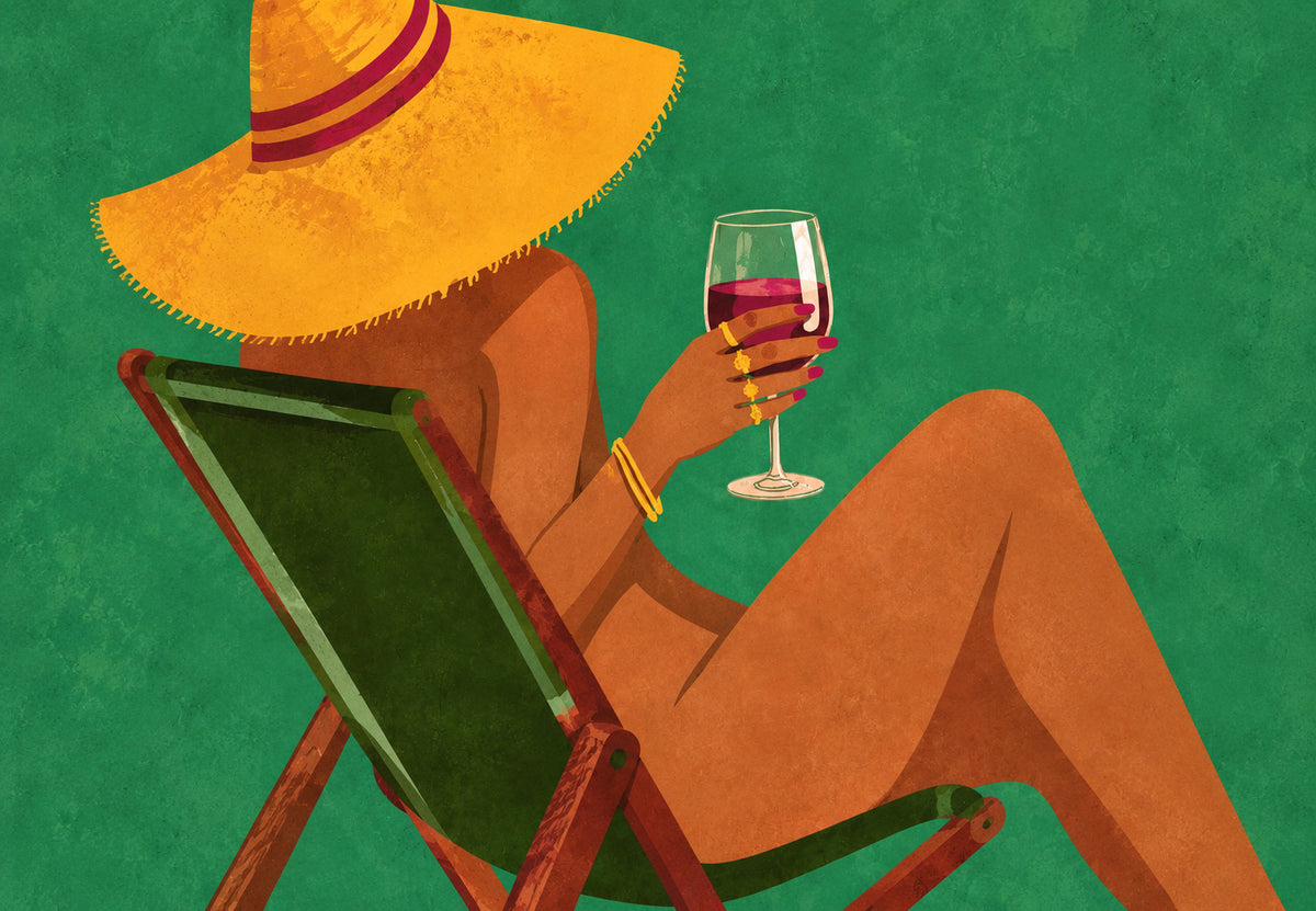 Red Wine in a Deck Chair (Landscape)