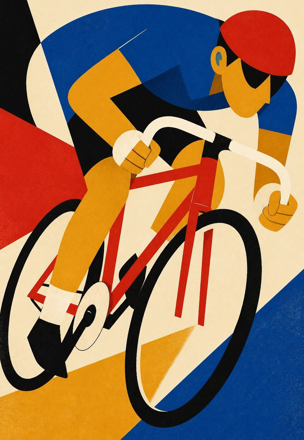 Der Radfahrer in Diagonalen
