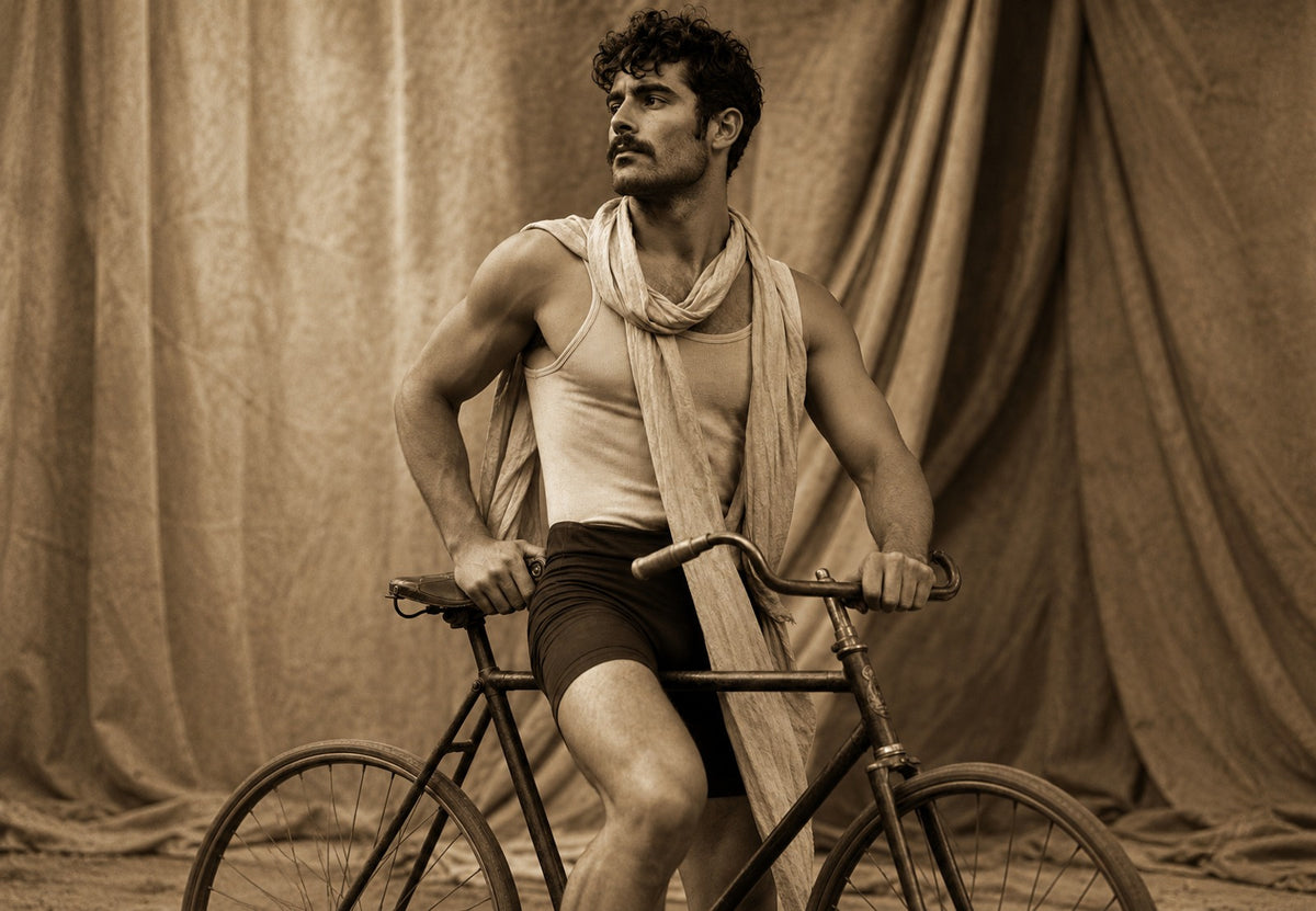 The cyclist with the scarf (Landscape)