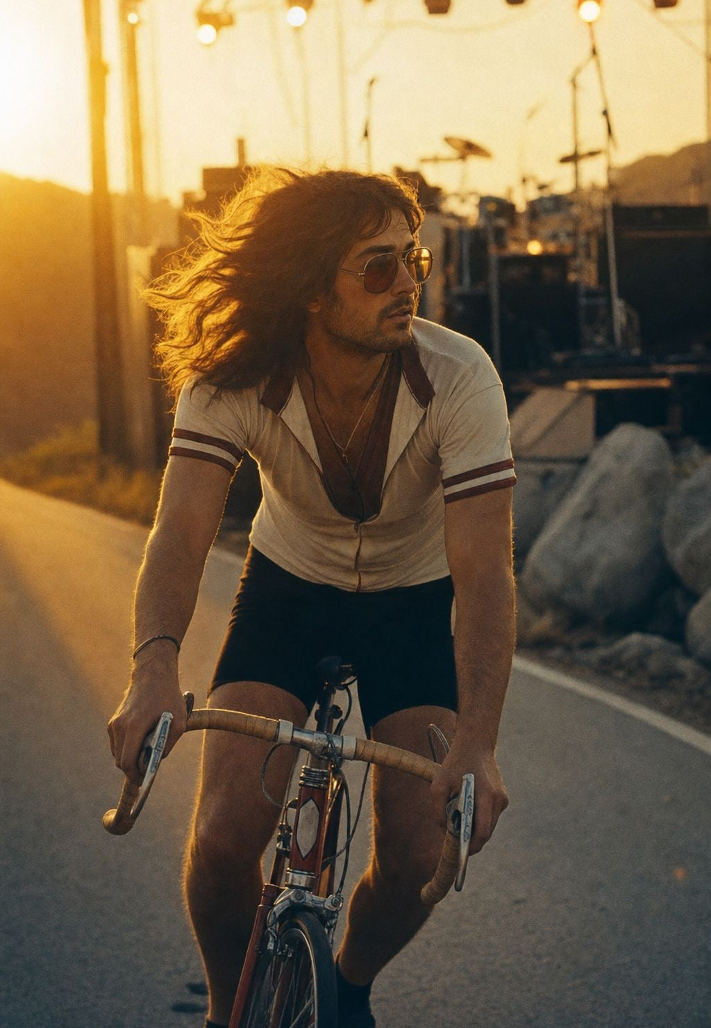 Lumière d'or sur la route