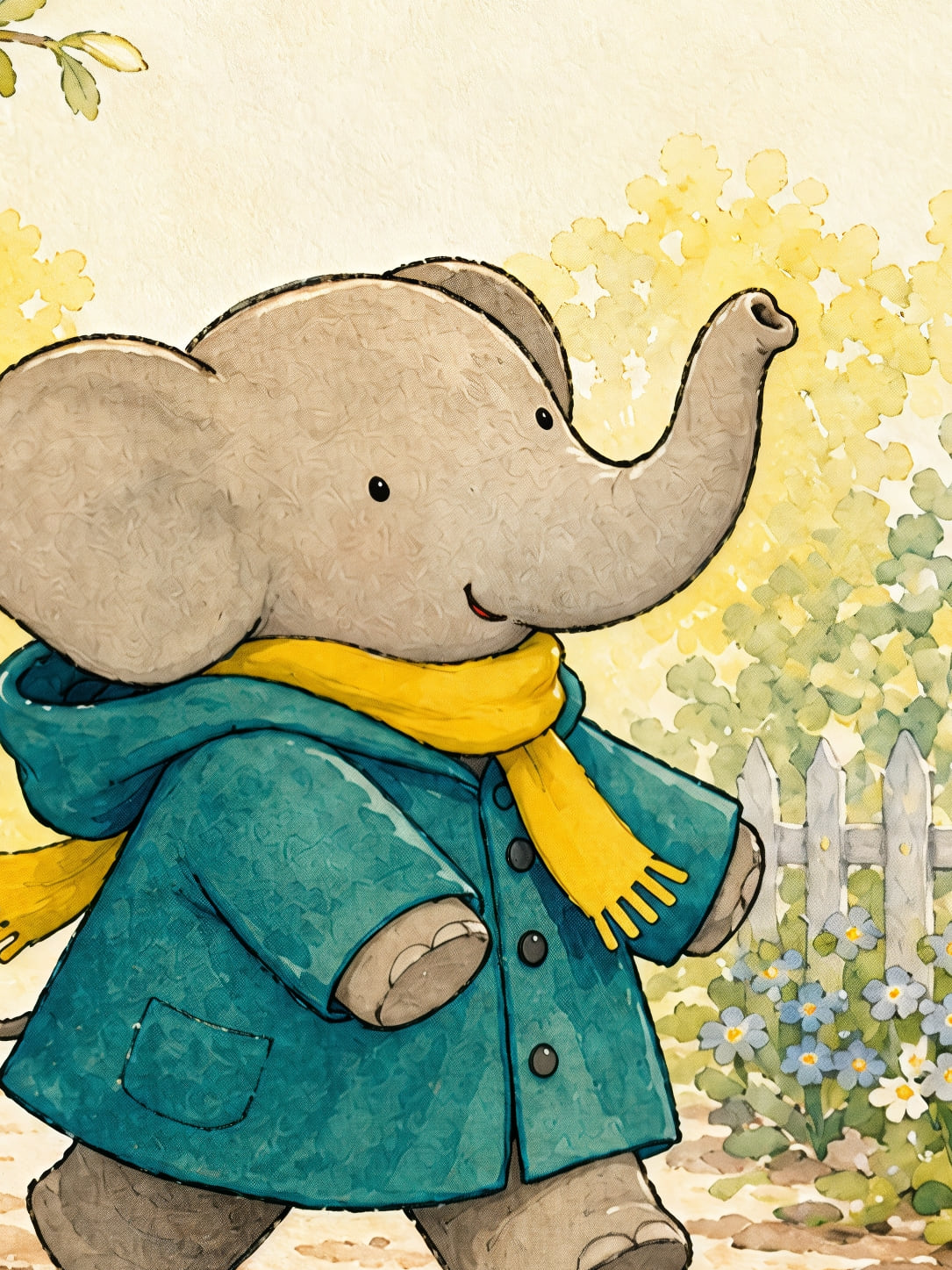 Detail a taille reelle du tirage, affiche elephant petit matin paysage
