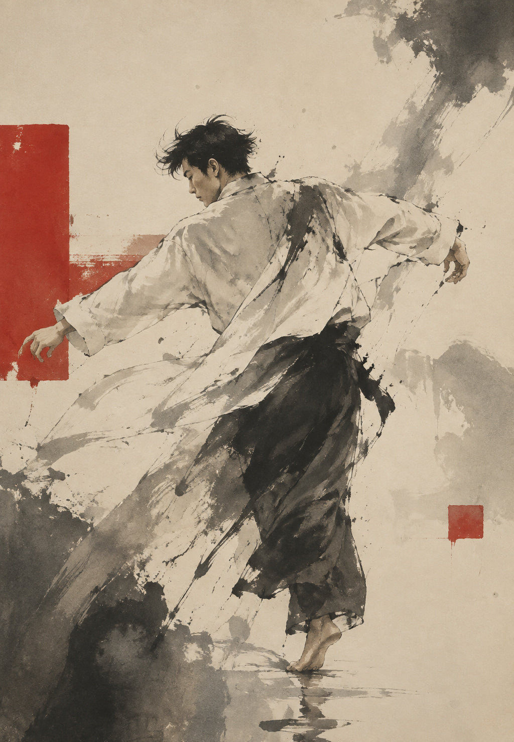 Dancer Swept Up in a Swirl of Ink