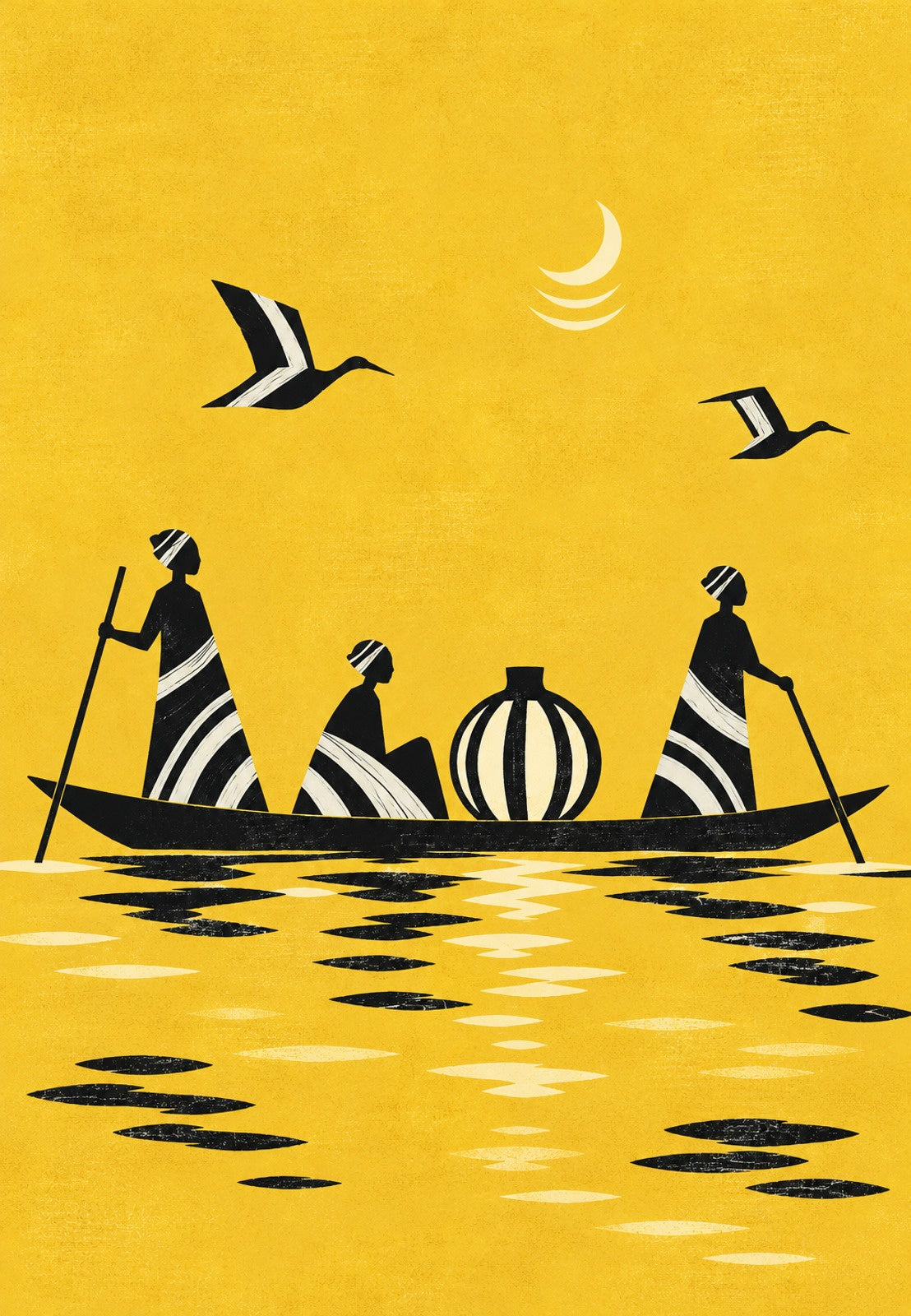 La pirogue sous la lune