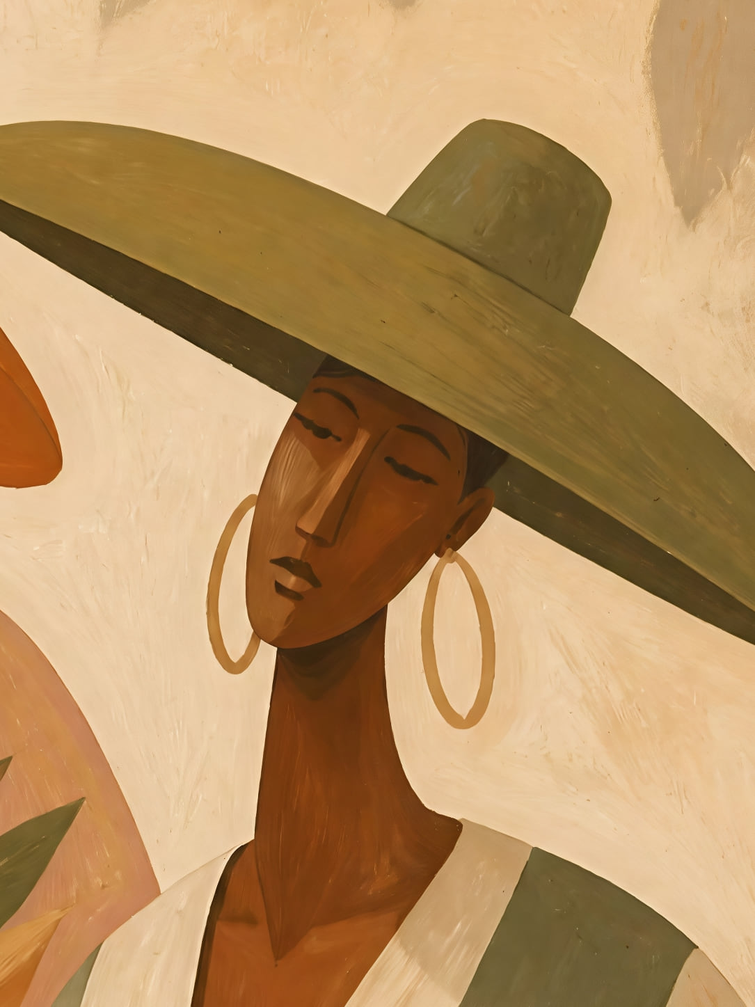 Detail a taille reelle du tirage, affiche ethnique le cortege des trois chapeaux