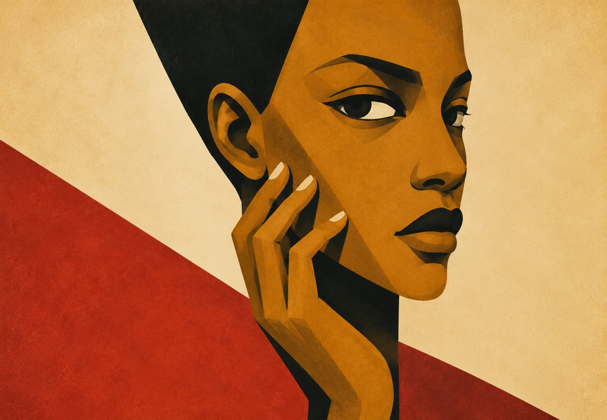 Retrato dourado, a mão no rosto (Horizontal)