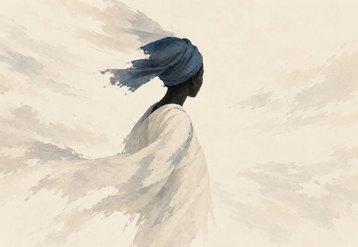 Silhouette in an Indigo Turban (Landscape)