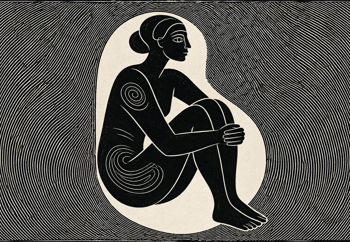 Zwarte silhouet met spiralen (Liggend)