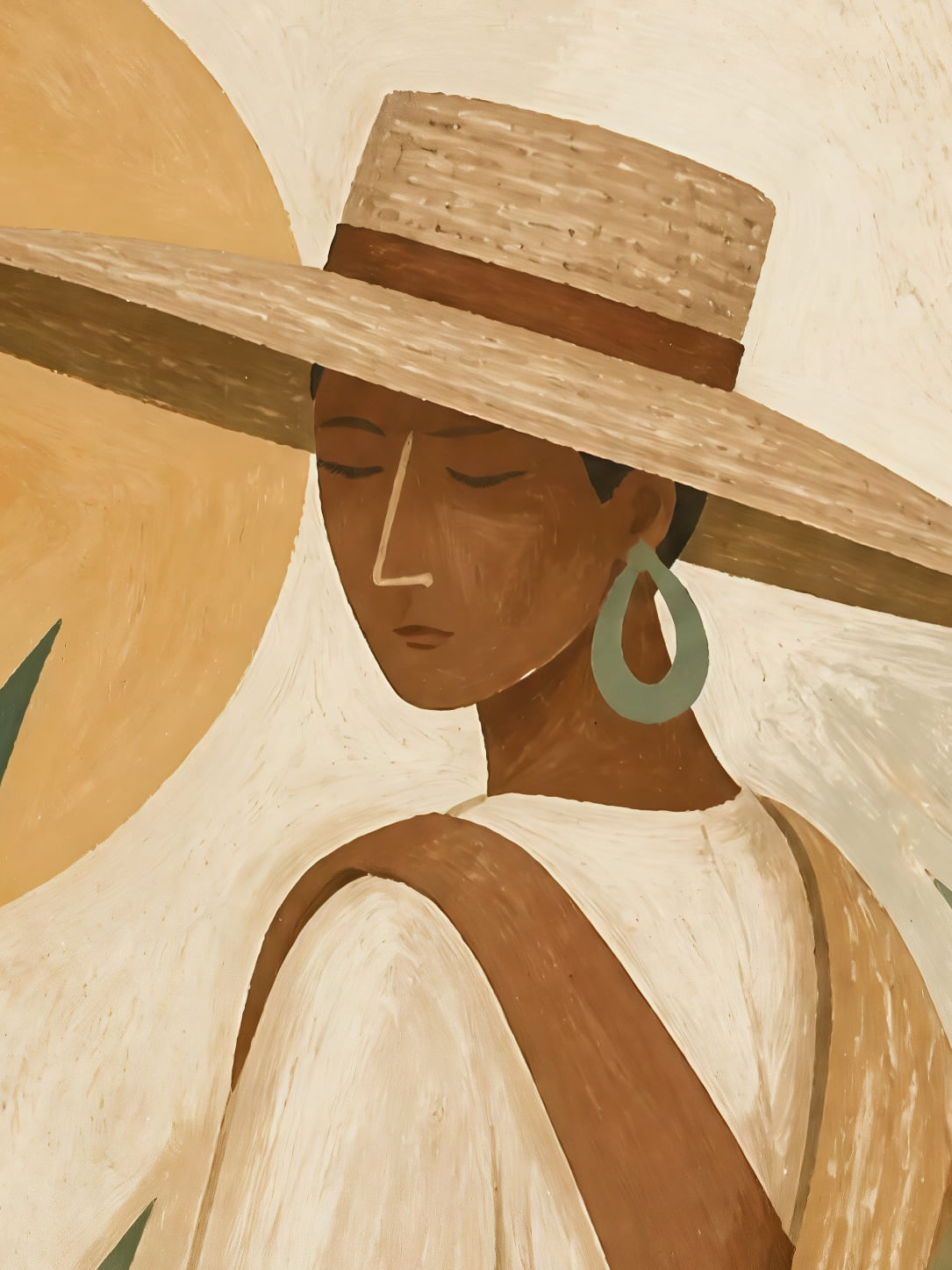 Detail a taille reelle du tirage, affiche ethnique sous le soleil des agaves