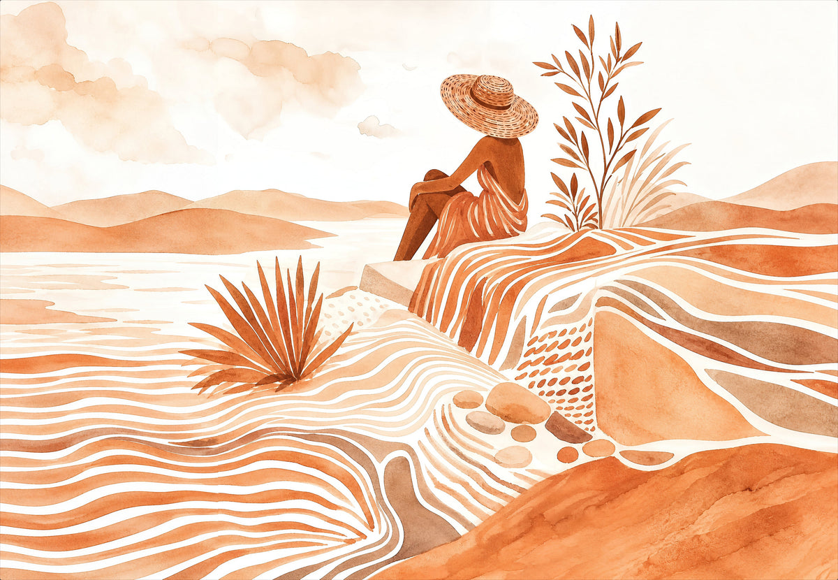 Mujer con sombrero terracota (Horizontal)