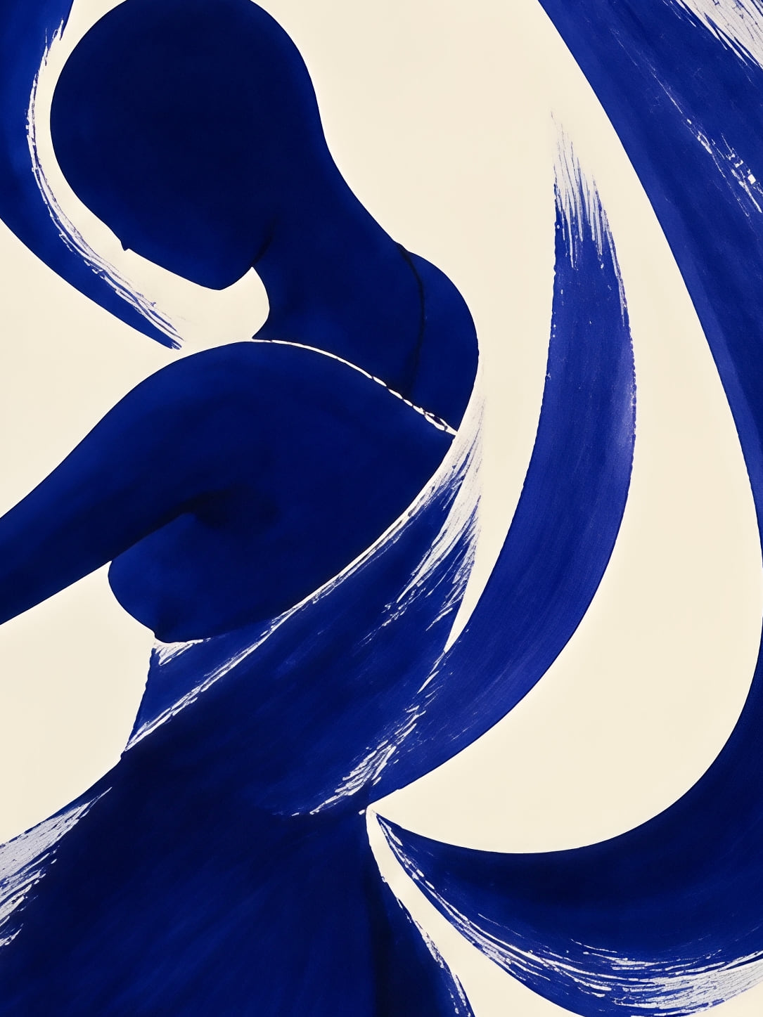 Detail a taille reelle du tirage, affiche femmes danseuse bleue silhouette