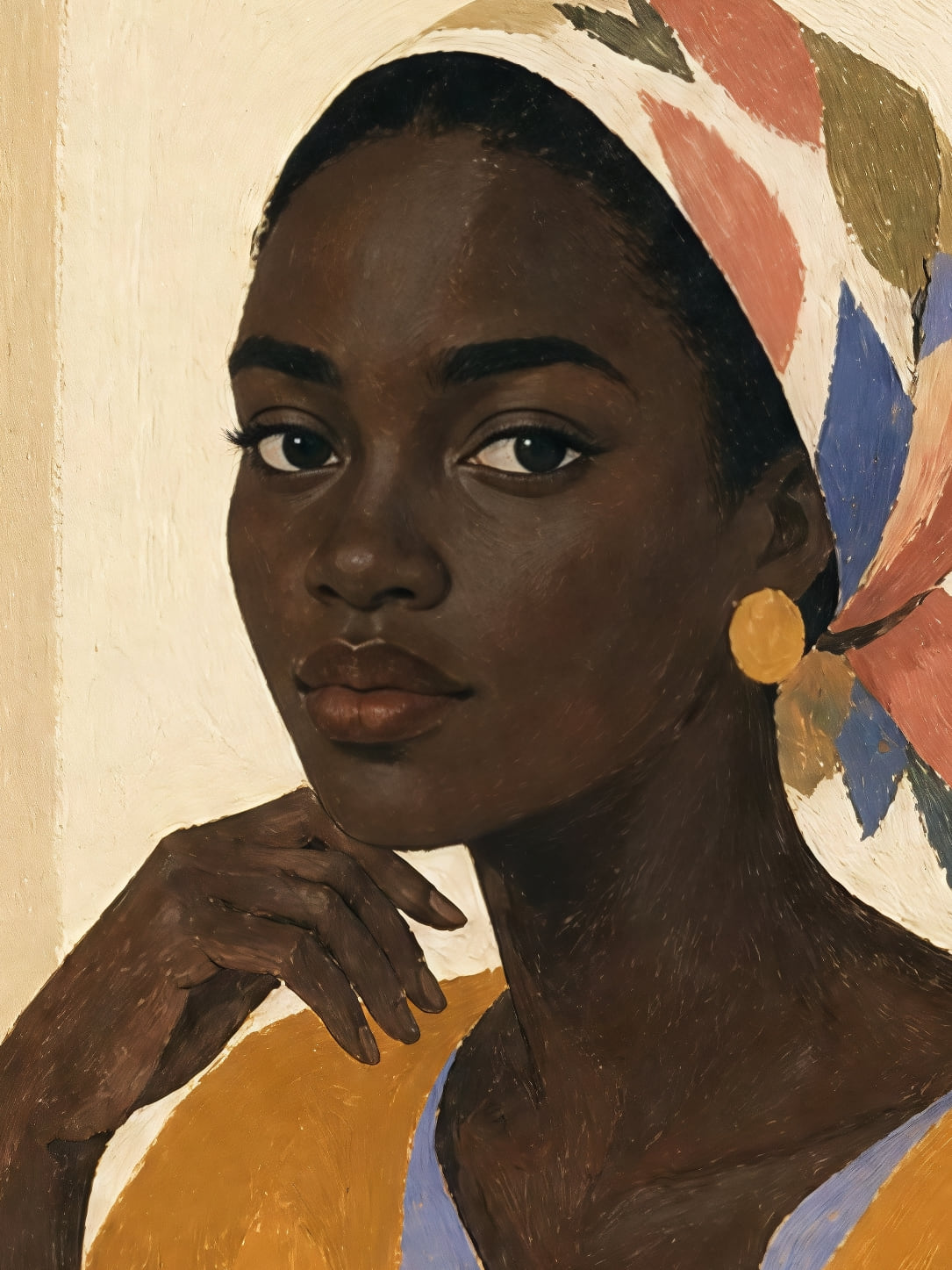 Detail a taille reelle du tirage, affiche femmes femme robe jaune fenetre