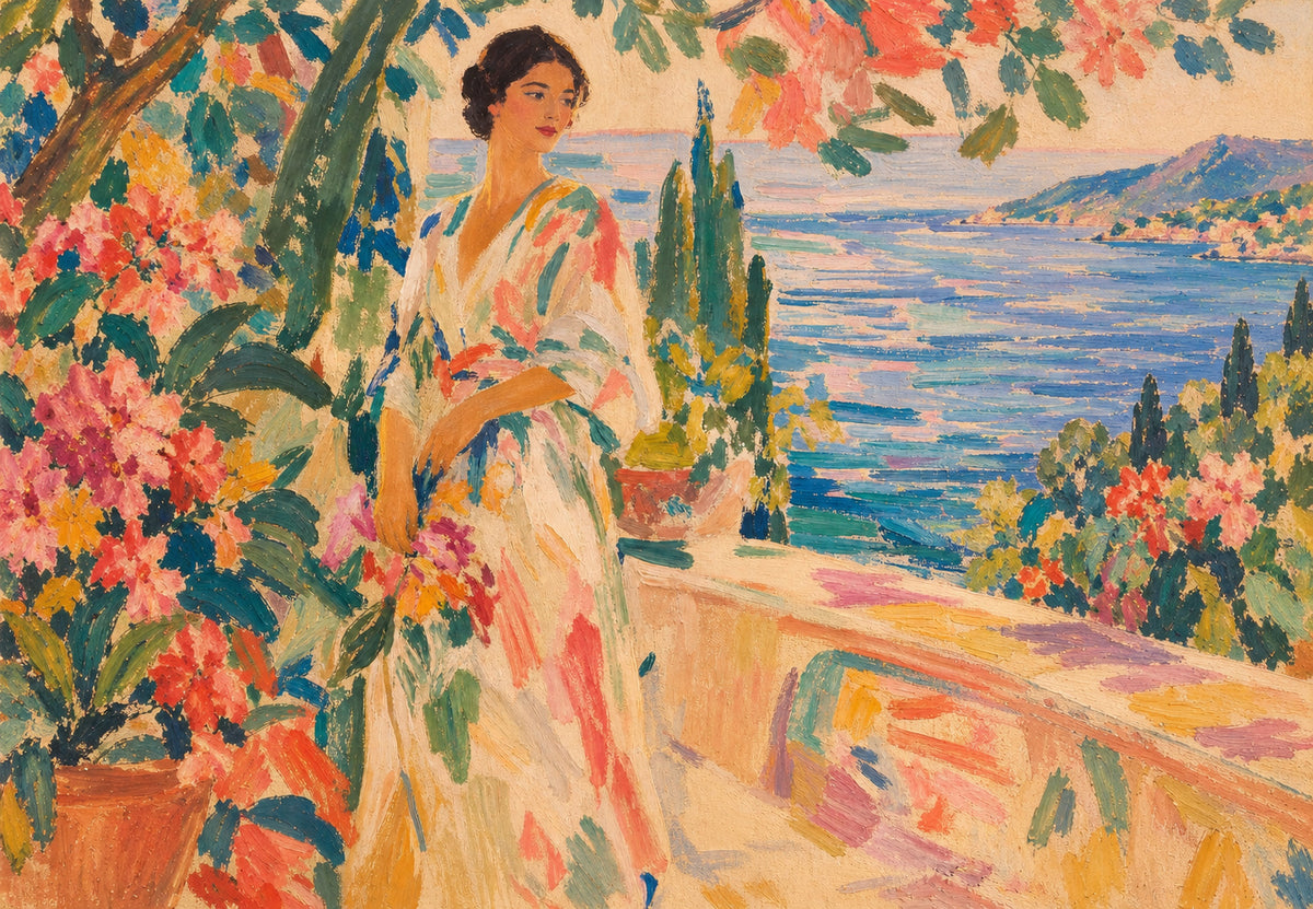 La donna in abito a fiori (Orizzontale)