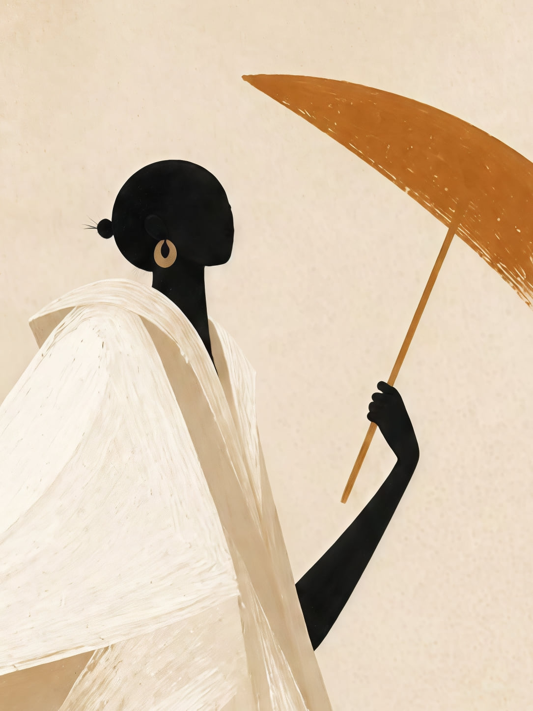 Detail a taille reelle du tirage, affiche femmes l ombrelle au bout du bras