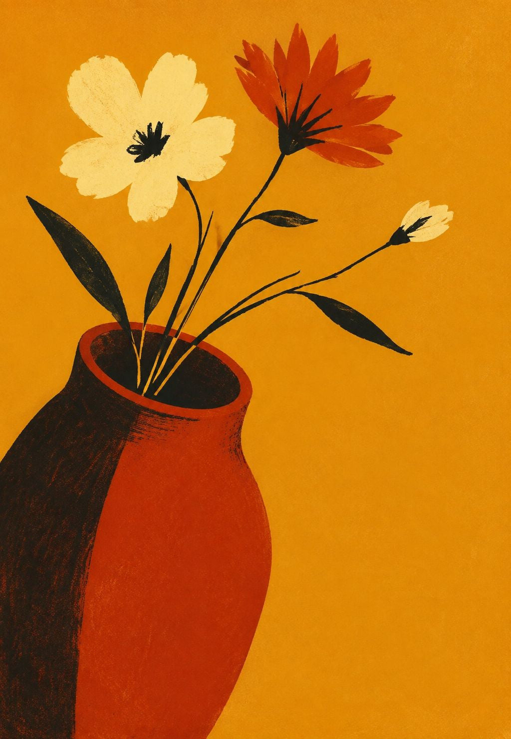 Mazzo di fiori in una brocca ocra