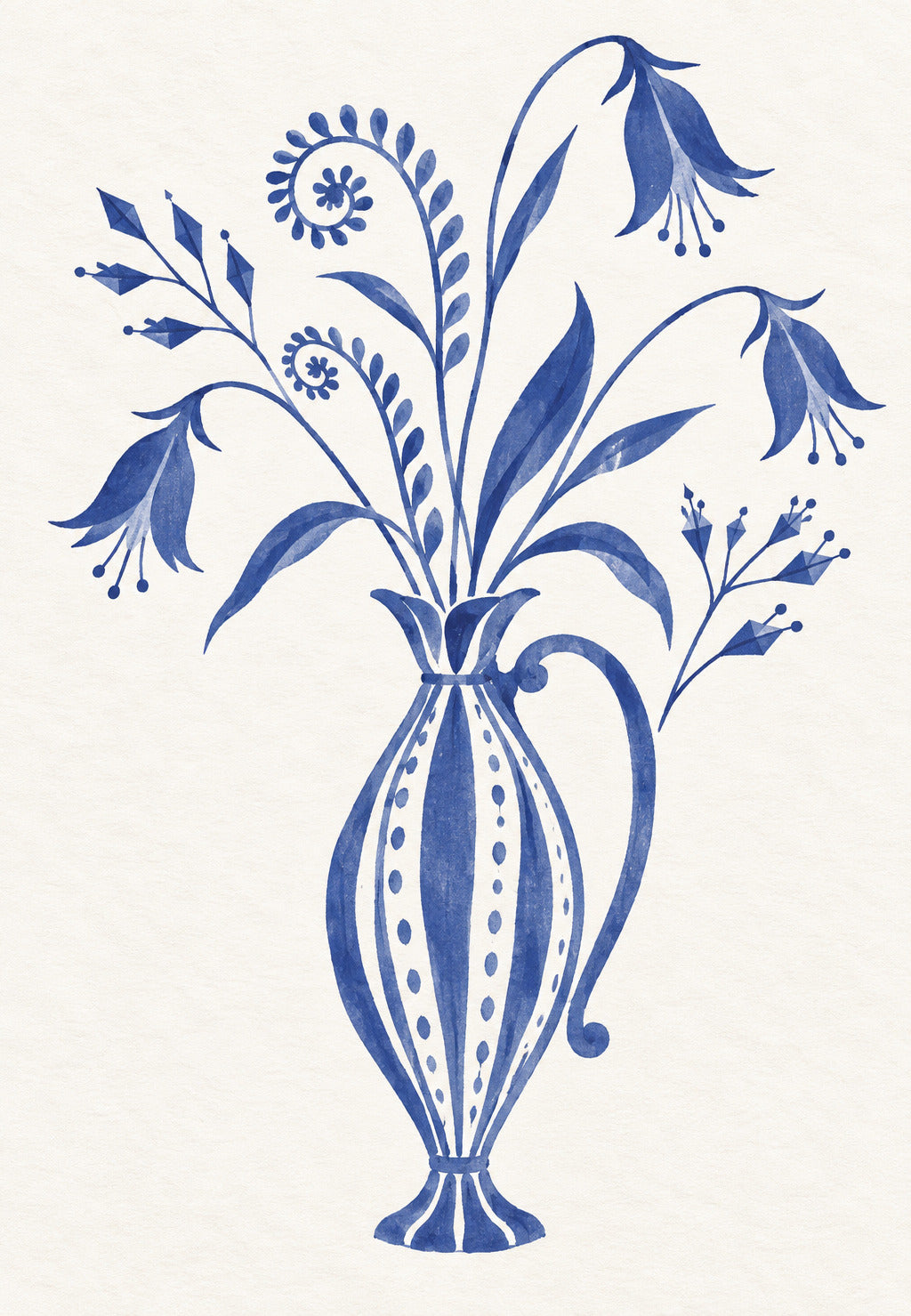 Blue Bellflower Bouquet in a Patterned Vase