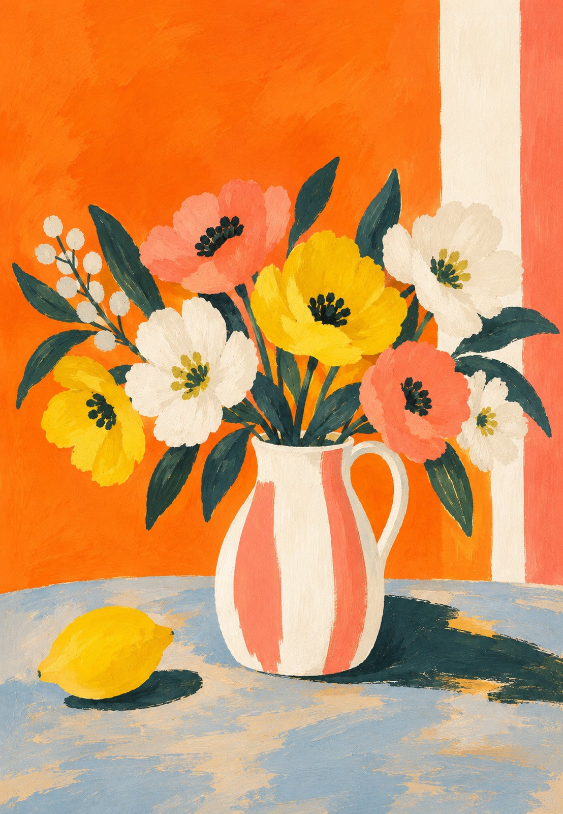 Blumenstrauß und Zitrone