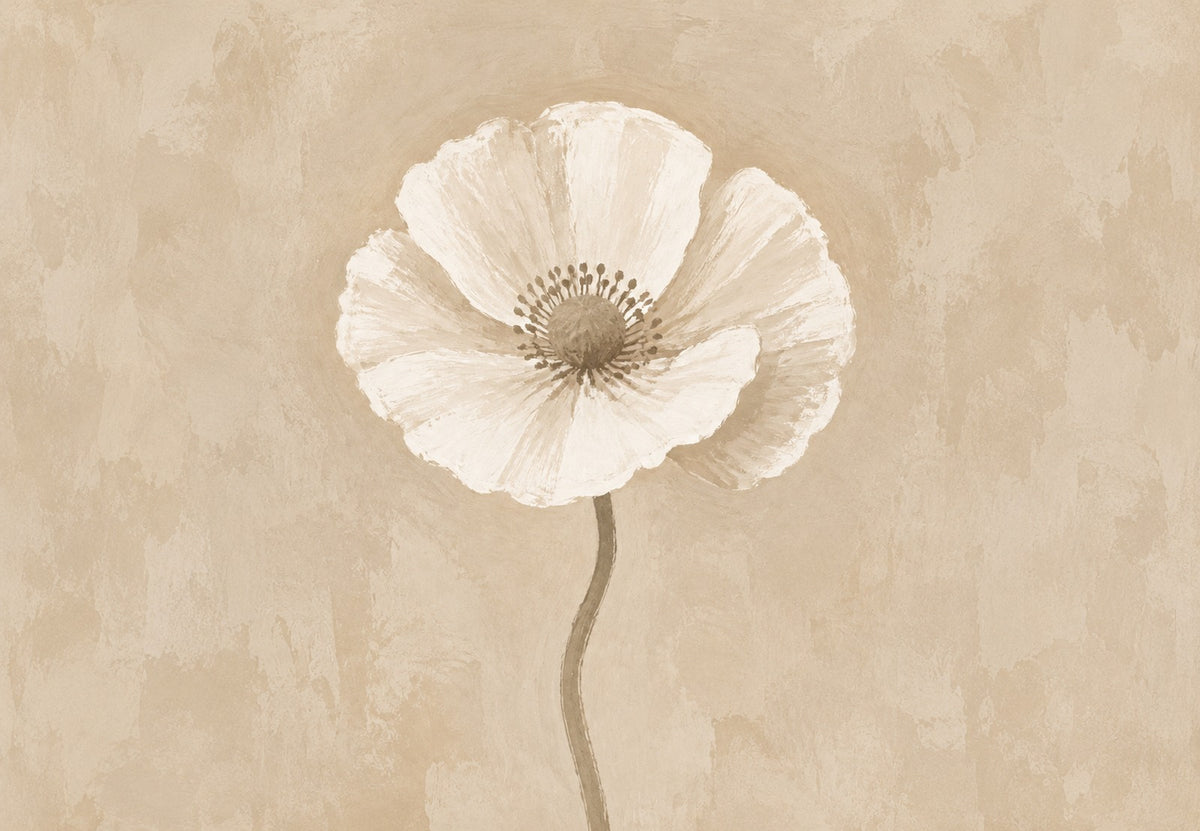 Weißer Mohn auf Sand (Querformat)