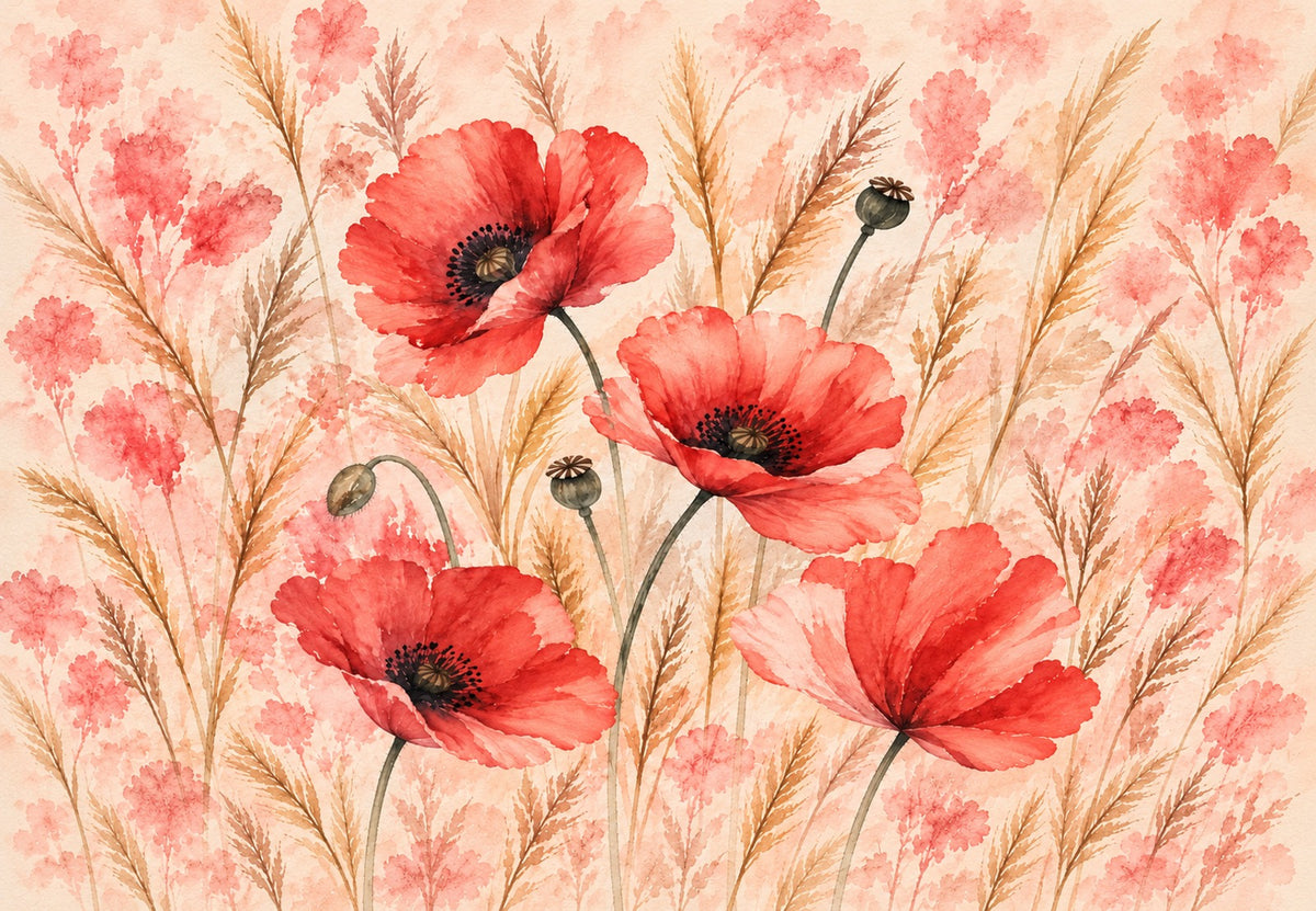 Amapolas y espigas de trigo (Horizontal)