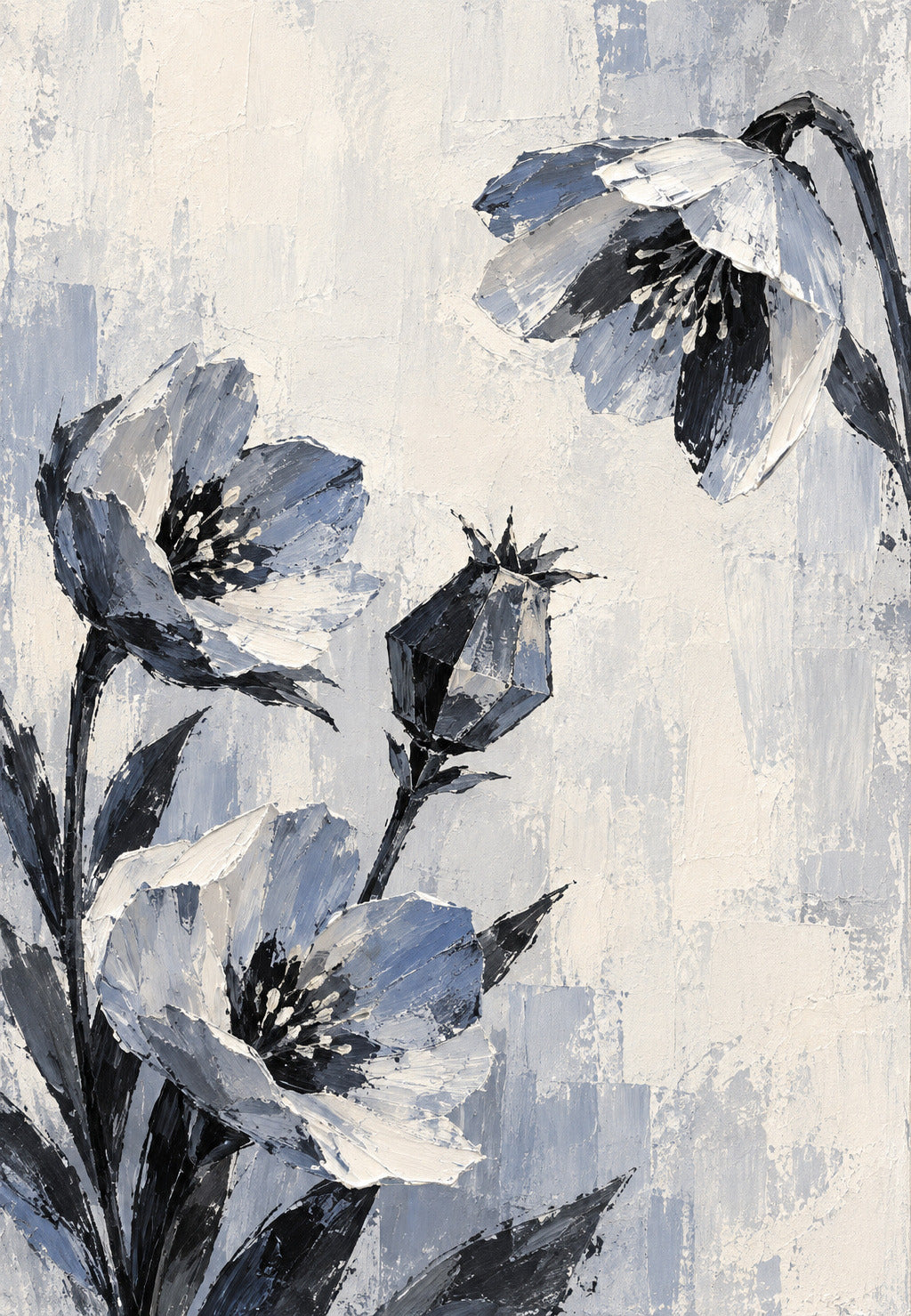 Silverfärgade blomkronor i clair-obscur