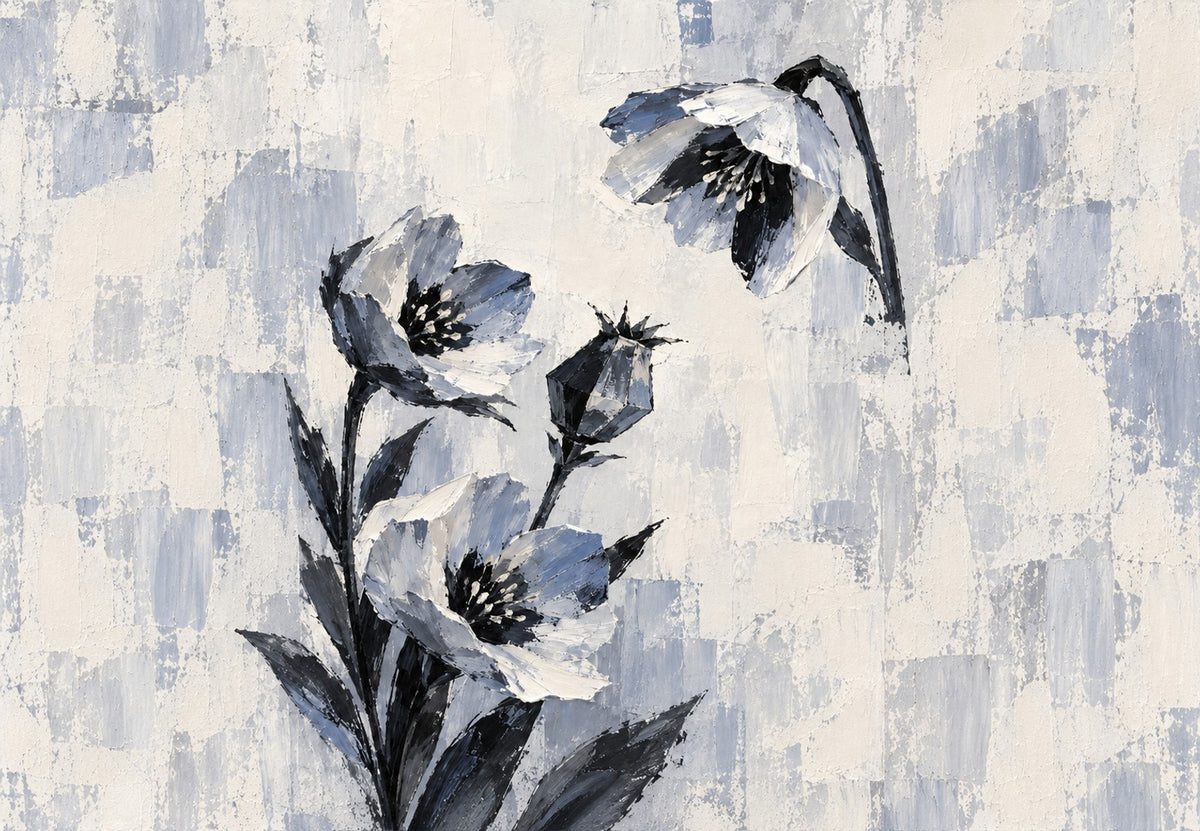 Silverfärgade blomkronor i clair-obscur (Liggande)
