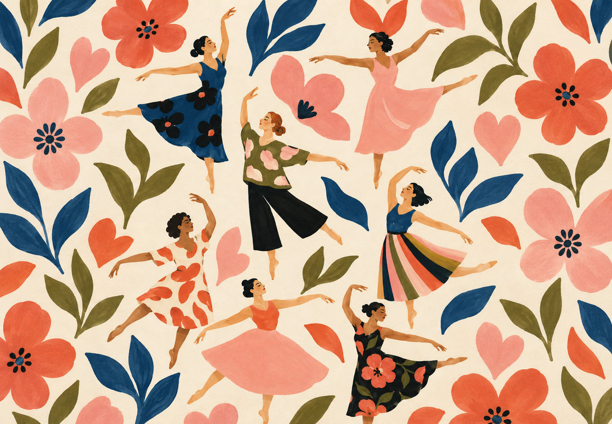 Dancers Among the Flowers (Landscape)