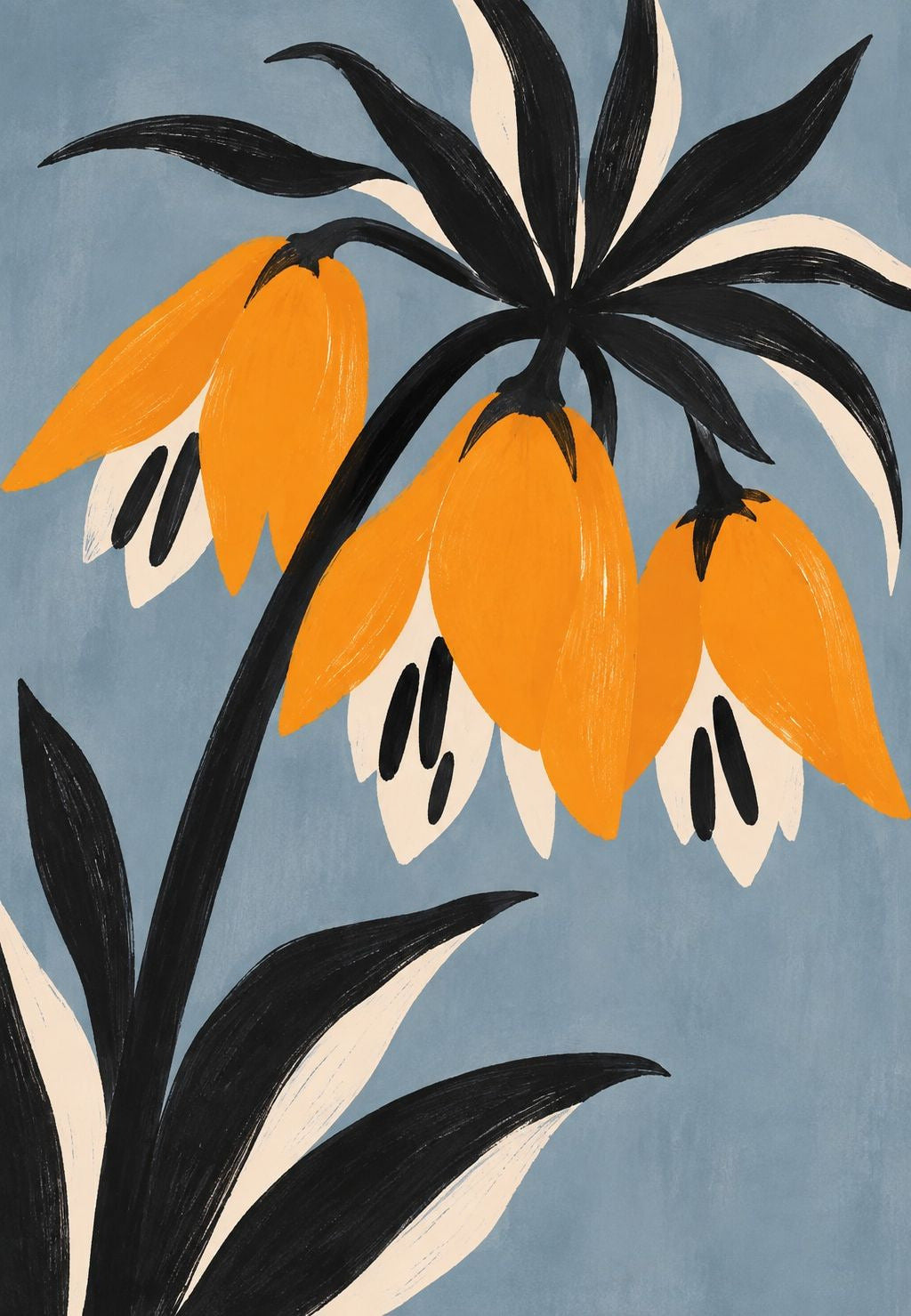 Fritillarie arancioni e fogliame nero