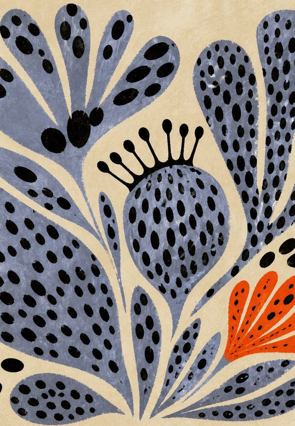 Der violette Garten mit schwarzen Punkten
