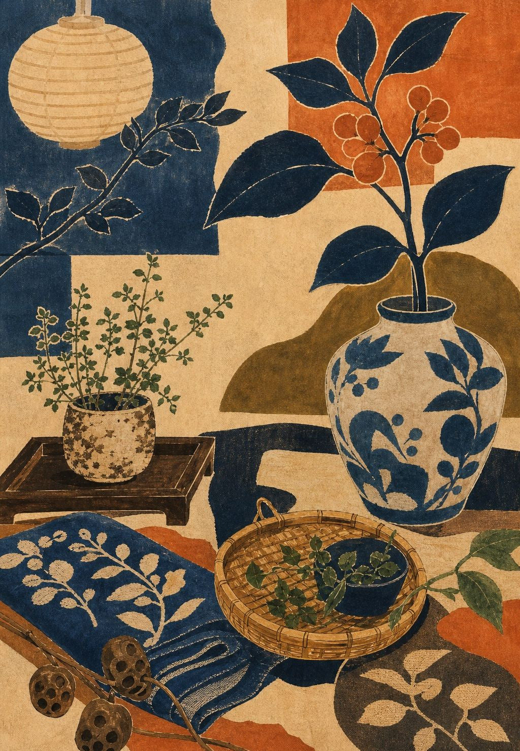 Die blaue Vase unter der Laterne