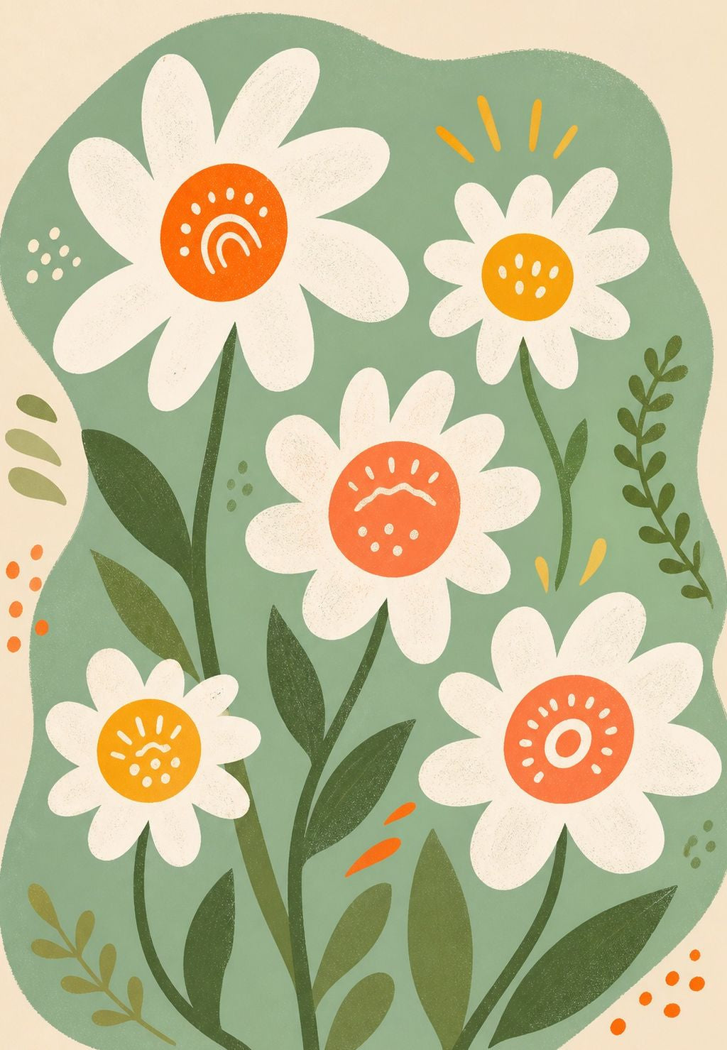 Lächelnde Blumen im grünen Garten