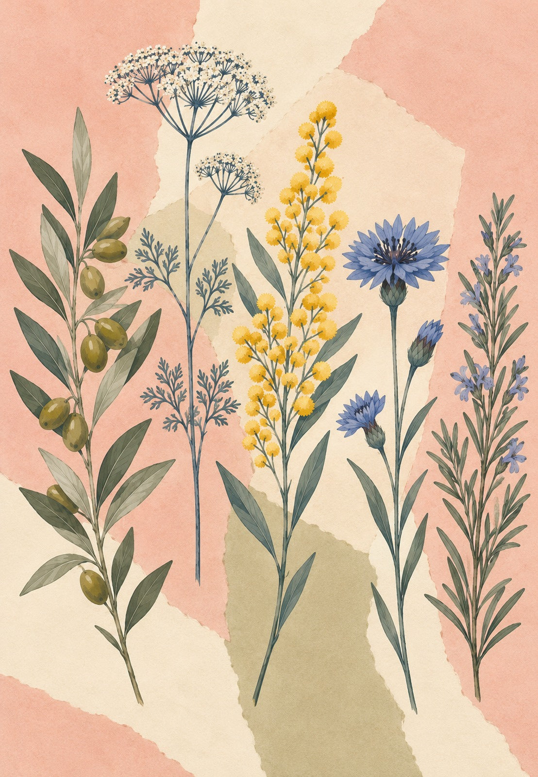 Gli steli blu e la carta rosa