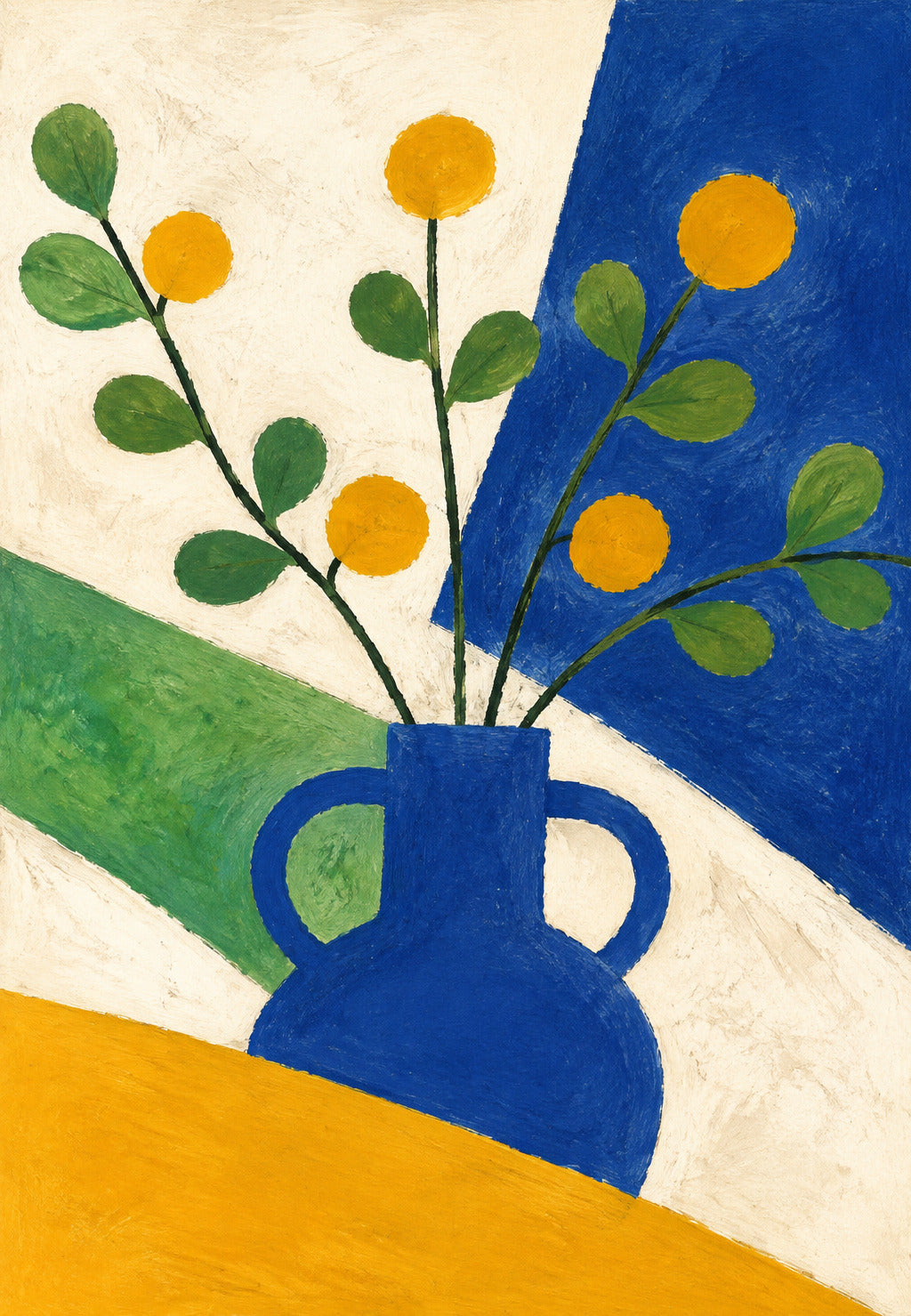 Mimosas in a Blue Vase