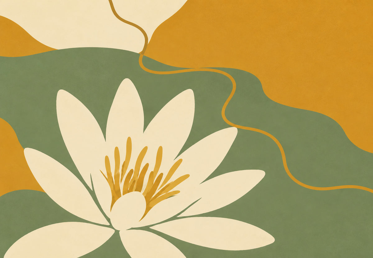 Seerose und goldene Mäander (Querformat)