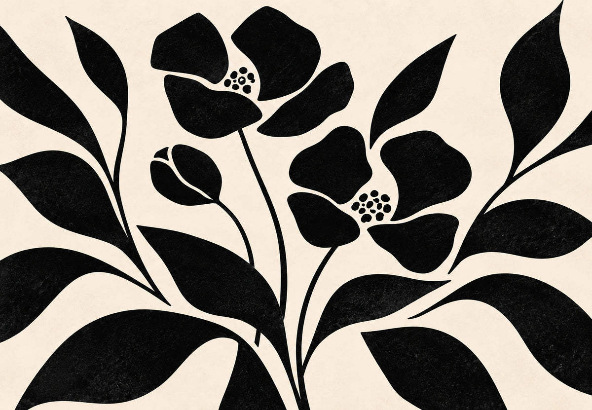 Schwarze Mohnblumen als Silhouette (Querformat)