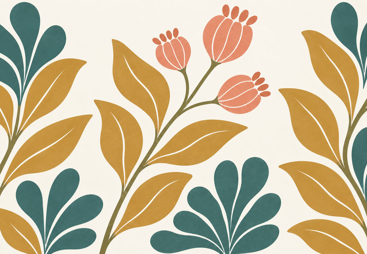 Golden Branch and Coral Buds (Landscape)