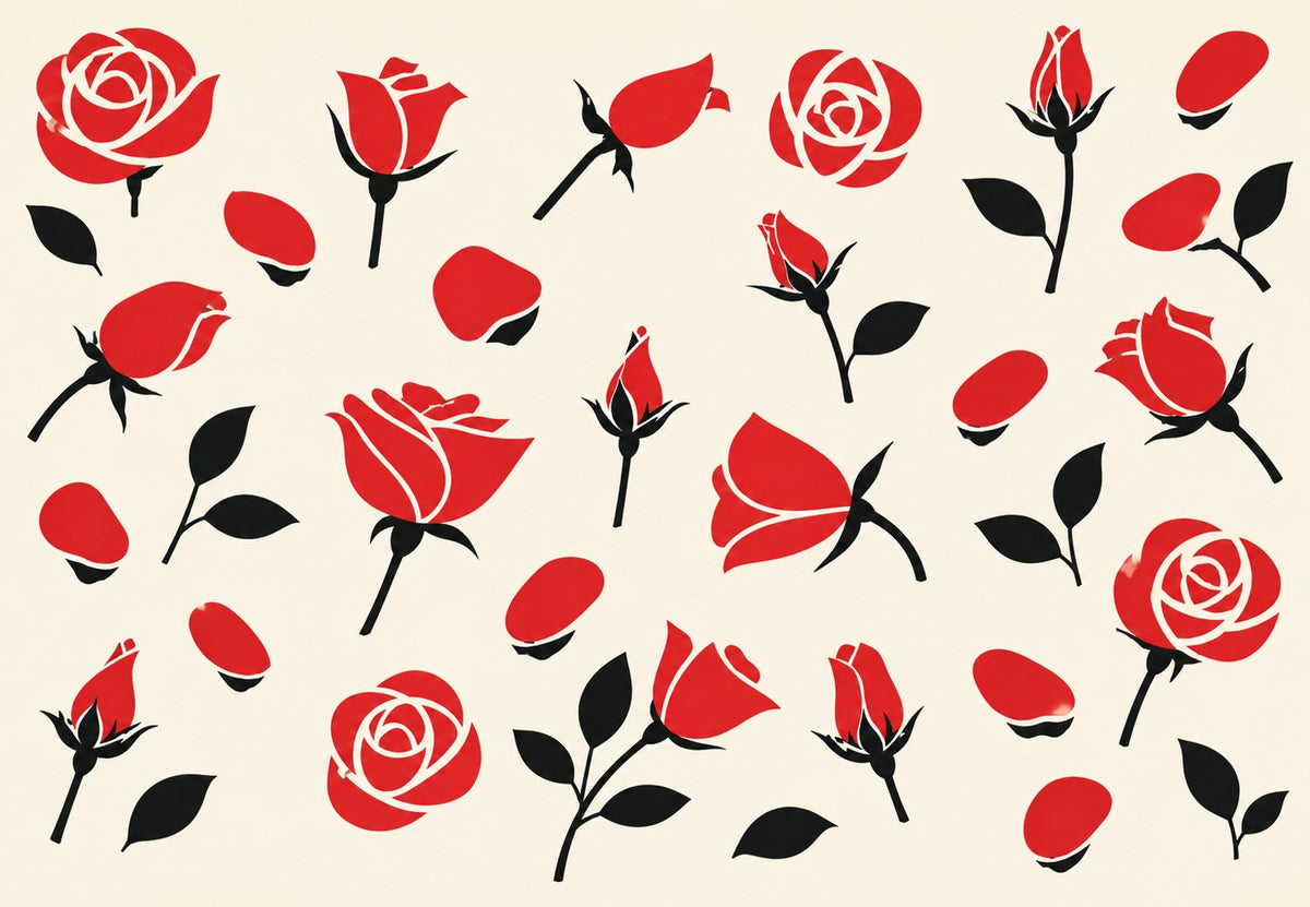 Rote Rosen im Scherenschnitt (Querformat)
