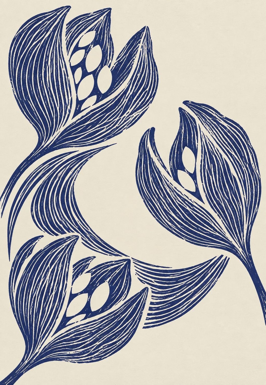 Grafische Tulpen in Marineblau