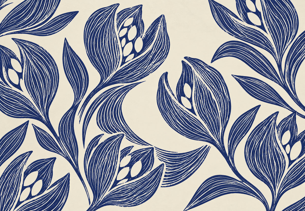 Tulipani grafici blu navy (Orizzontale)