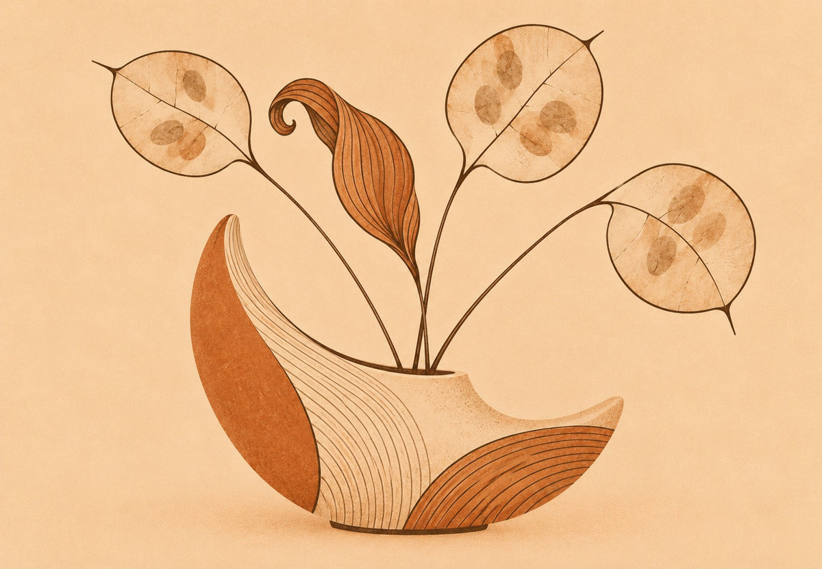 Vaso a mezzaluna con lunaria (Orizzontale)