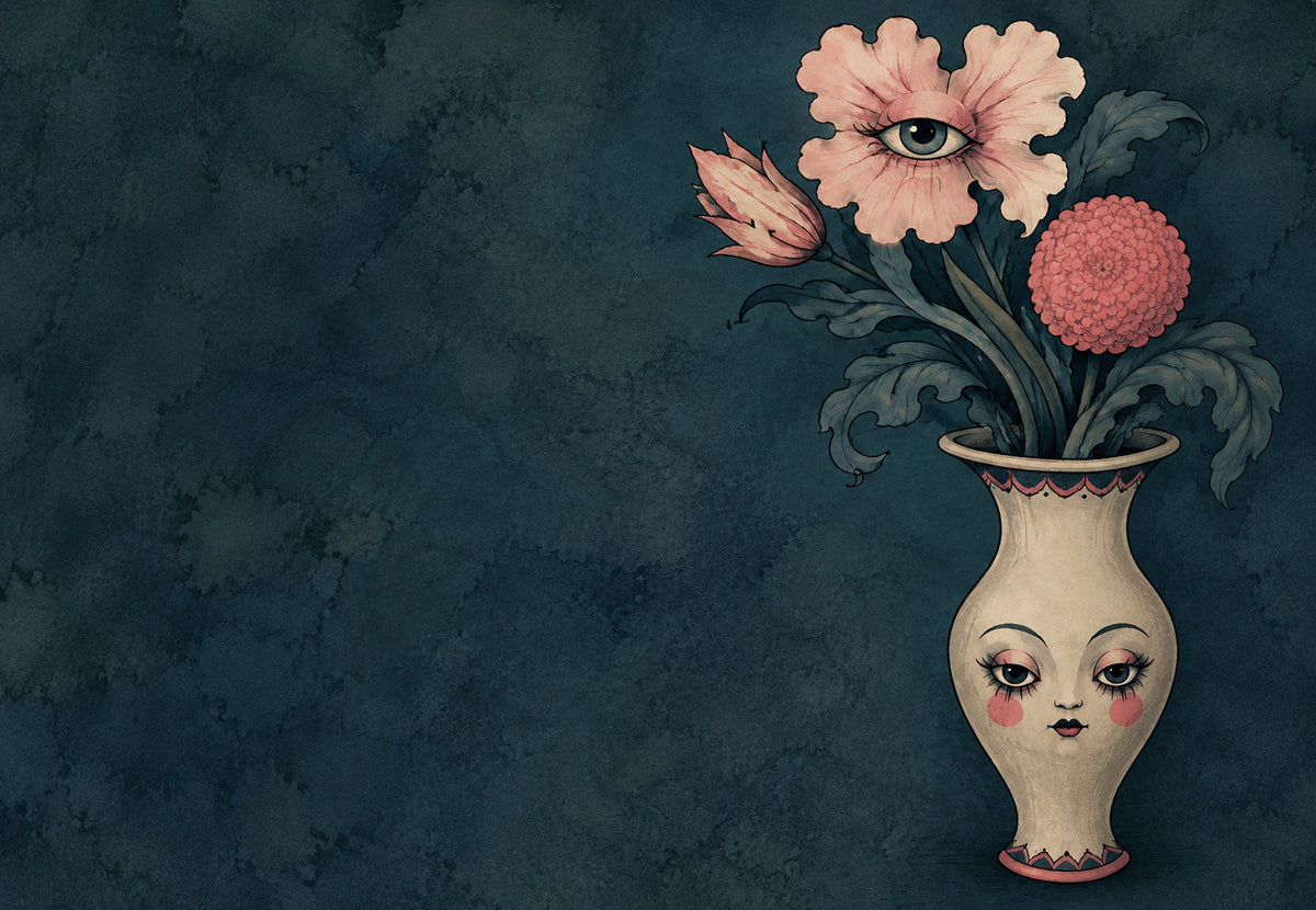 Blumenvase mit heimlichem Blick (Querformat)