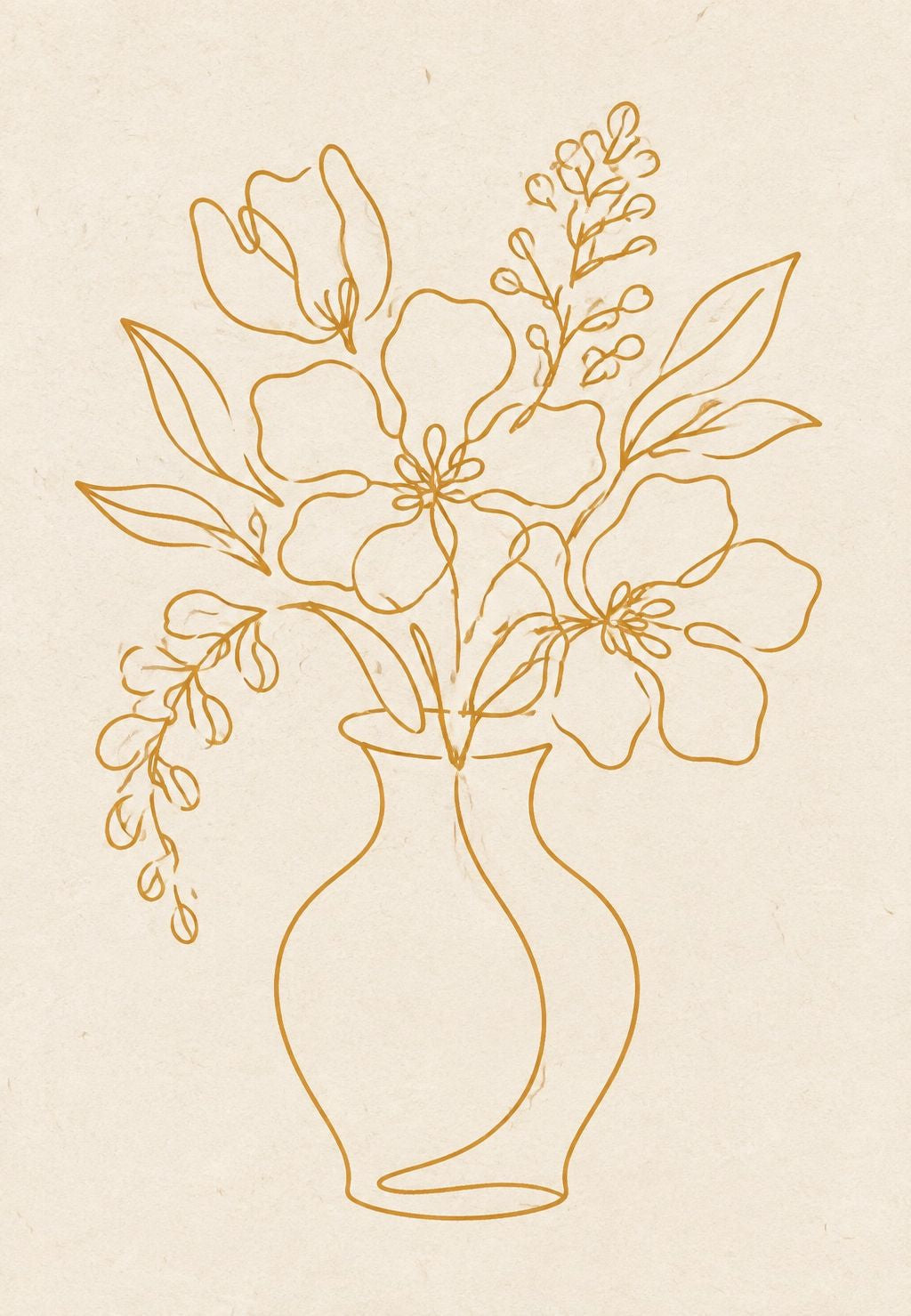 Vaso fiorito a linea dorata