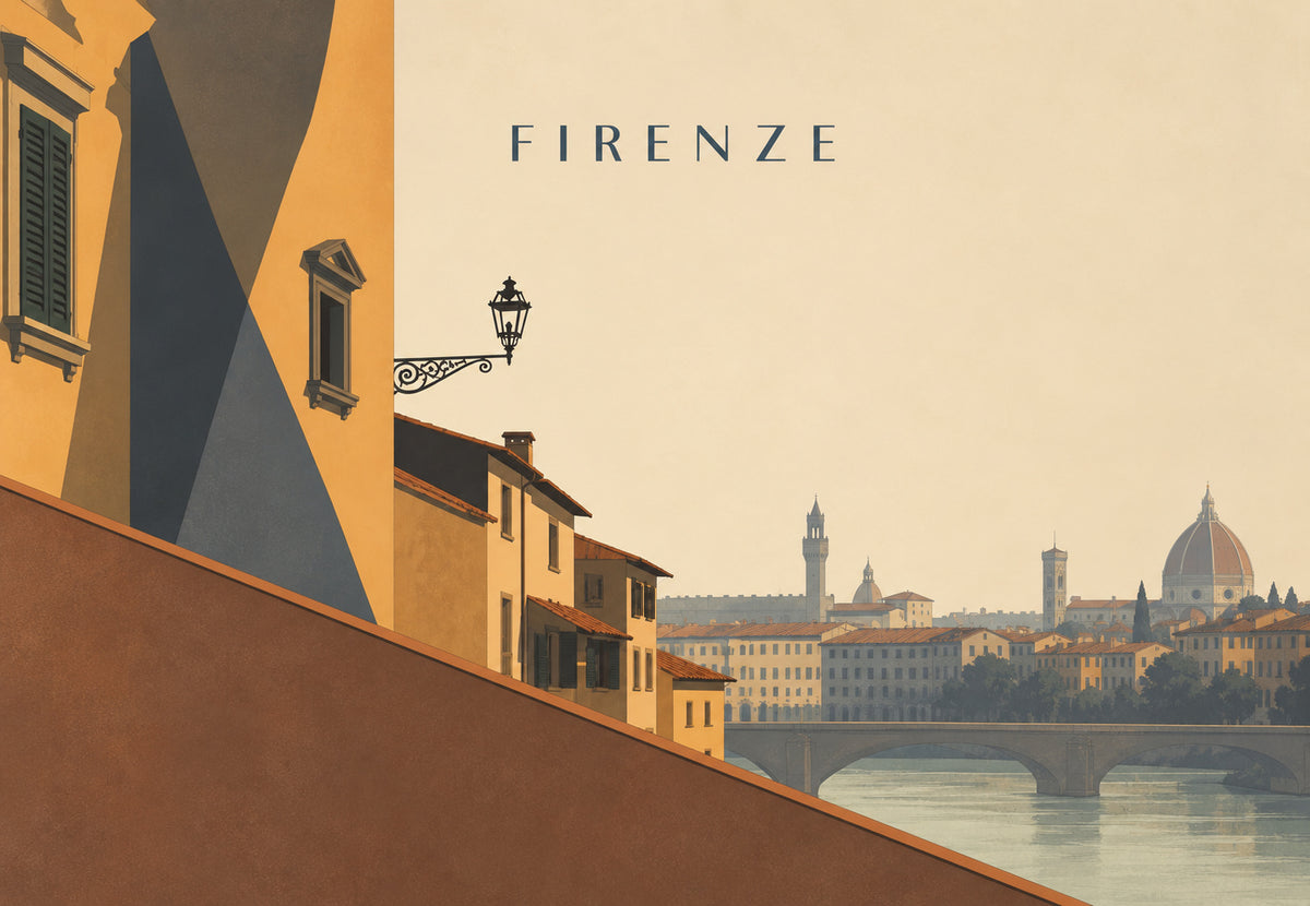 Florence - La ruelle qui descend vers le fleuve (Paysage)