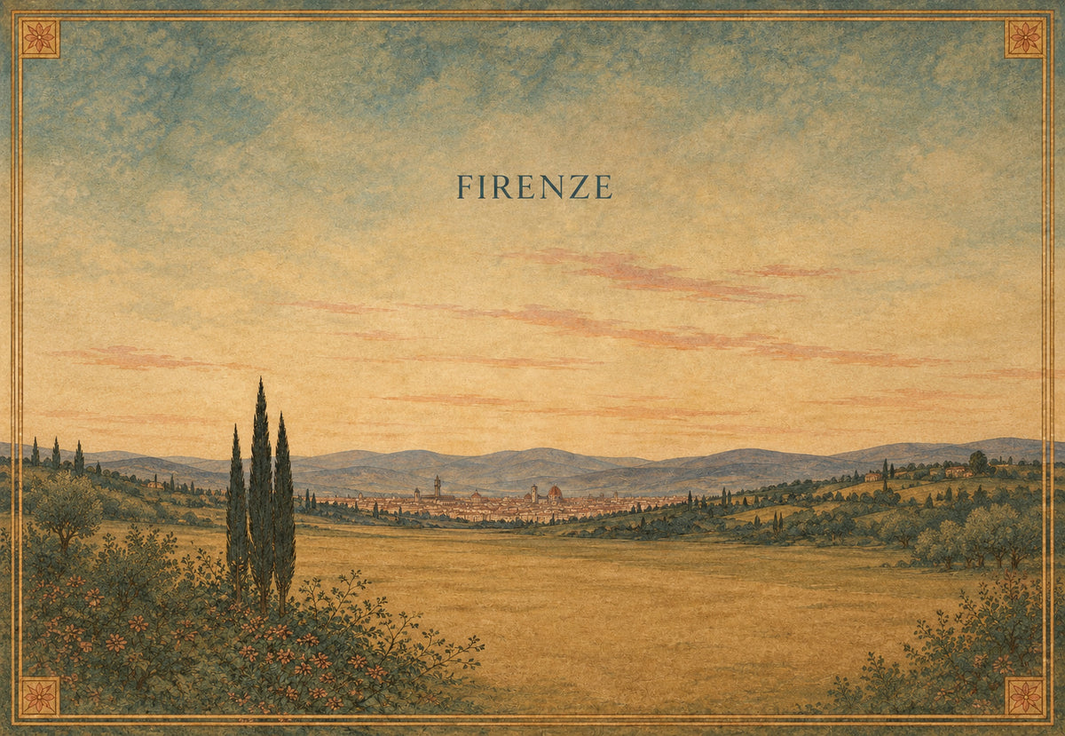 Florence - The City Beyond the Cypress Field (Landscape)