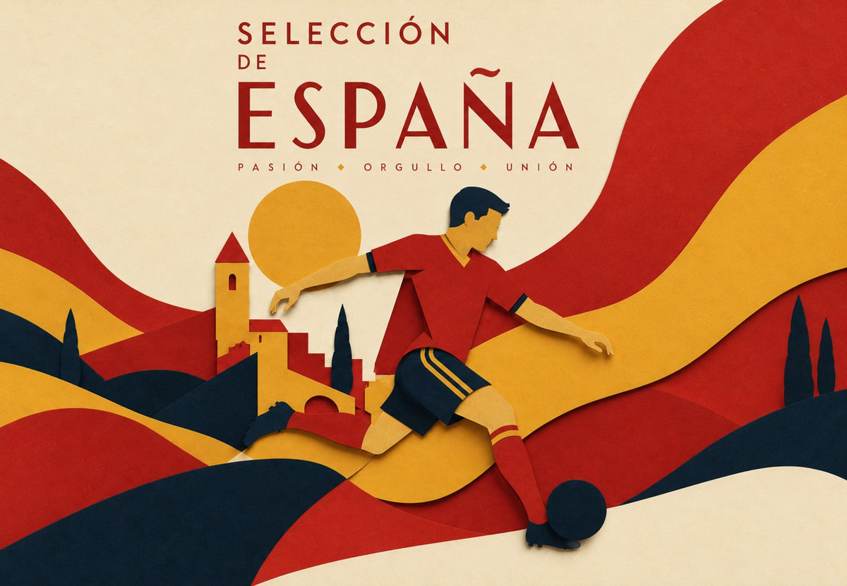 Espagne - La Roja en papiers découpés (Paysage)