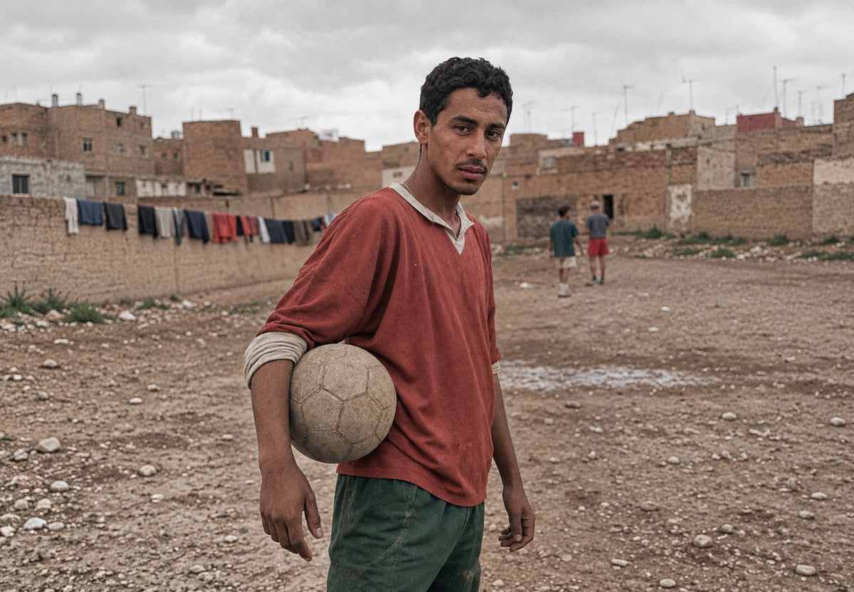 Worn ball on the dusty pitch (Landscape)